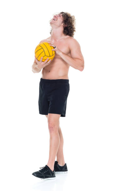 istock Attractive shirtless man holding a waterpolo ball 927214716