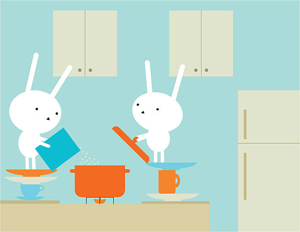 Cooking soup vector art illustration