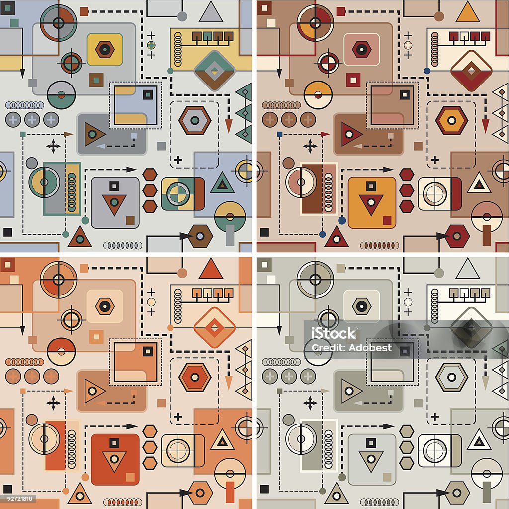 Mechanical Pattern Machine Mechanical Pattern Set Stock Illustration - Download Image Now ...
