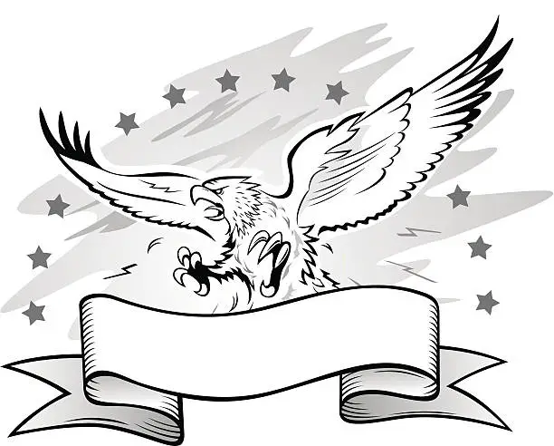 Vector illustration of Attacking Eagle Banner