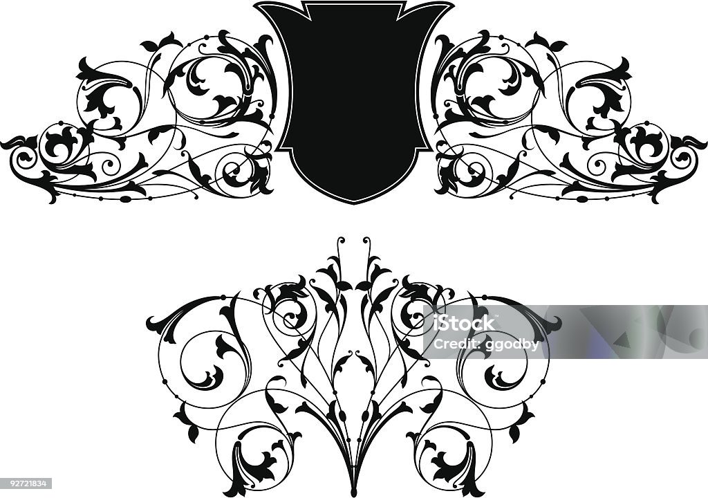 Ornement de défilement Design & Shield (vecteur - clipart vectoriel de Art nouveau libre de droits