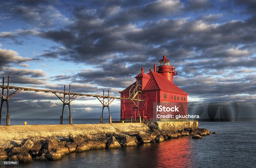 Sturgeon Bay Phare réflexion - Photo de Comté de Door libre de droits