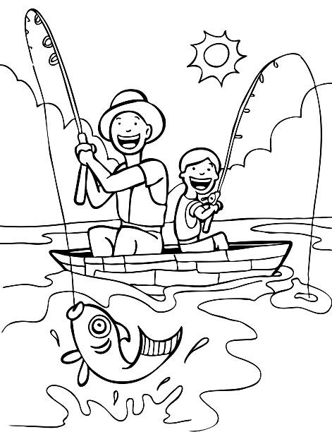 illustrazioni stock, clip art, cartoni animati e icone di tendenza di pescatore - nautical vessel fishing child image