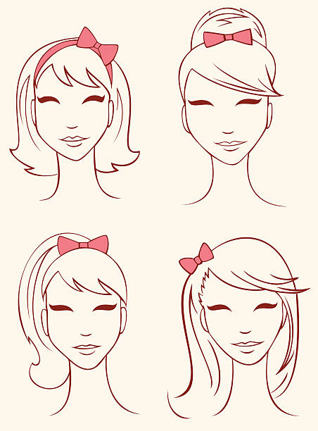 Estilos con cintas de cabello - ilustración de arte vectorial