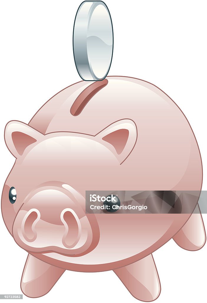 Descontos linda e brilhante piggy bank - Vetor de Banco - Edifício financeiro royalty-free