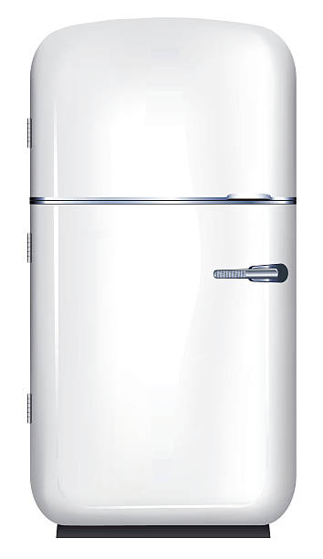 kühlschrank. - refrigerator domestic kitchen magnet door stock-grafiken, -clipart, -cartoons und -symbole
