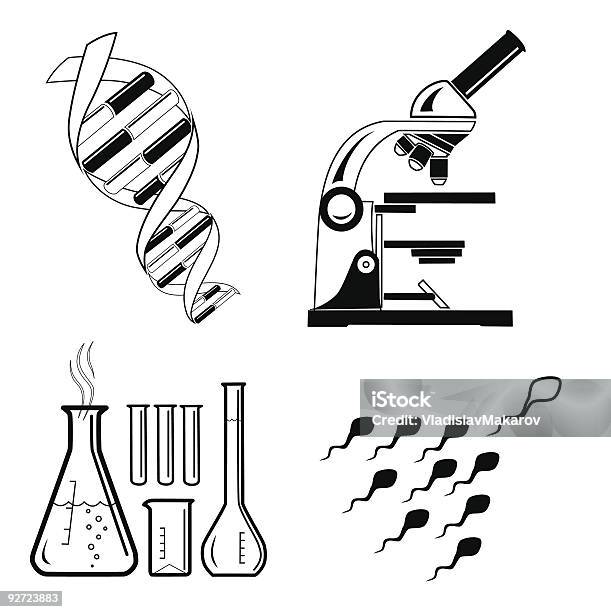 Ícones De Médicos - Arte vetorial de stock e mais imagens de ADN - ADN, Branco, Copo de laboratório