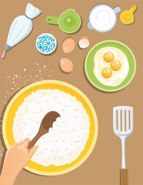 illustrations, cliparts, dessins animés et icônes de cuisine et cuisson d’en haut - flour kitchen utensil measuring spoon spoon