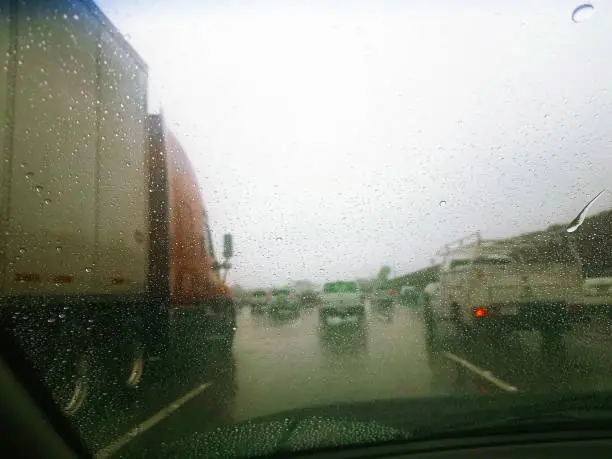 driving in bad weather conditions on the freeway