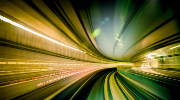 istock Motion blur of train moving to City 927241316