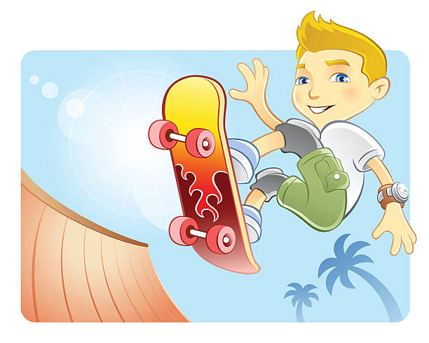 Ragazzo su Skateboard - illustrazione arte vettoriale