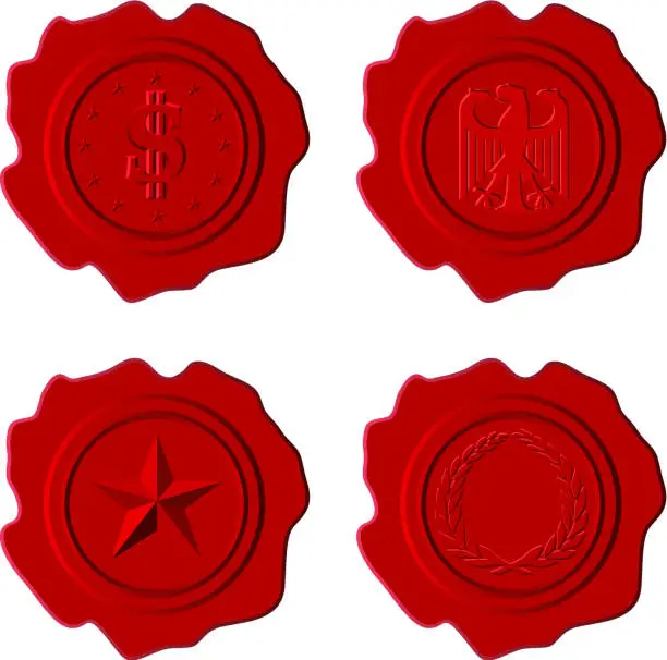 Vector illustration of four red wax