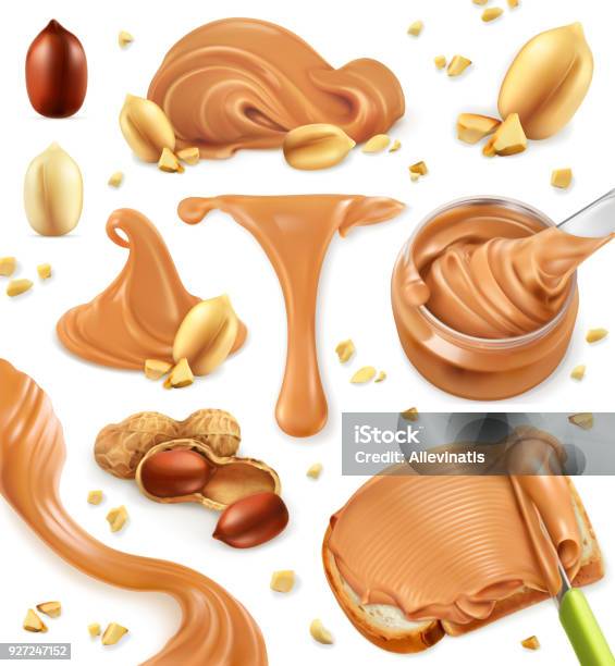 Peanut Butter 3d Vector Icon Set Stock Illustration - Download Image Now - Peanut Butter, Peanut - Food, Spread - Food