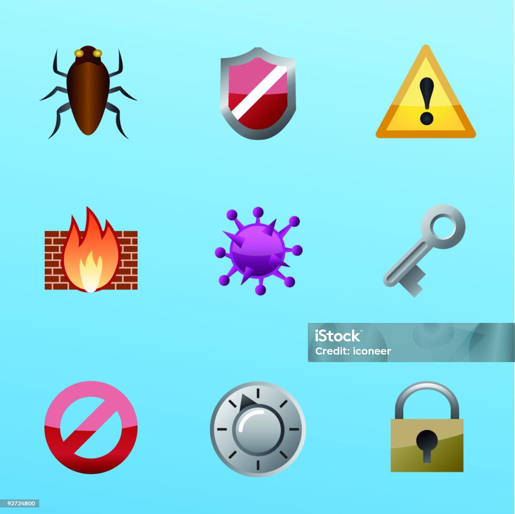 Internet-Sicherheit Anti-Virus-Icon-Set - Lizenzfrei Computervirus Vektorgrafik