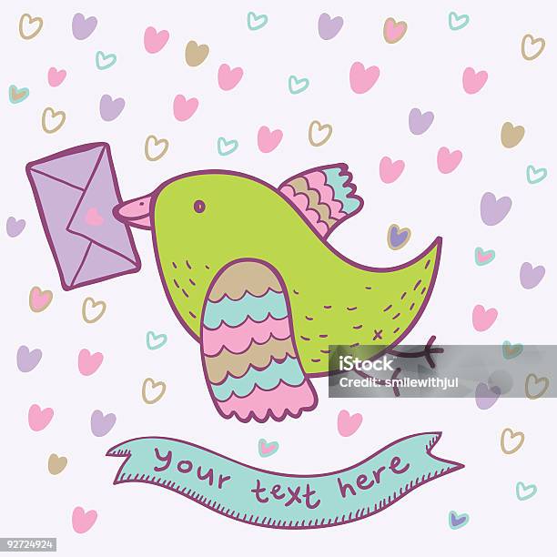 Birdy Mail Stock Illustration - Download Image Now - Animal, Animal Wing, Bird