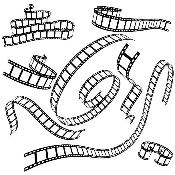 Vector illustration of set of various film strips