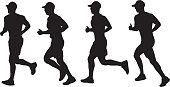 istock Four Silhouettes Of A Man Running 927250508