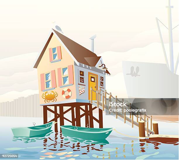 釣りのおとりとカニのボートビジネス - 桟橋のベクターアート素材や画像を多数ご用意 - 桟橋, 海, 釣りをする