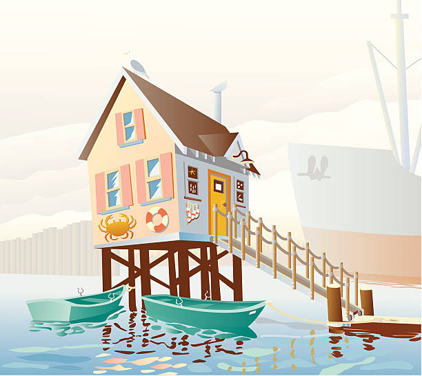 Fishing Bait and Crab Boat  Business vector art illustration