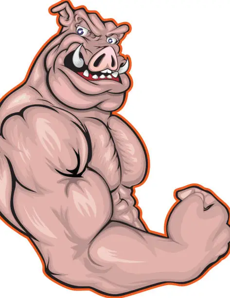 Vector illustration of Pig strength