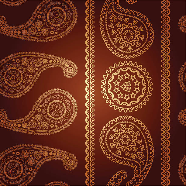 eastern paisley pattern vector art illustration