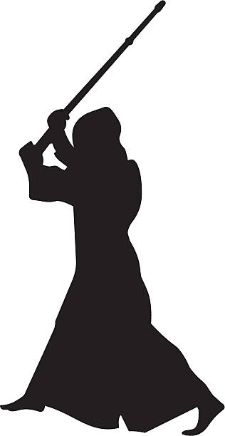 Kendo fighter #2 silhouette  kendo stock illustrations