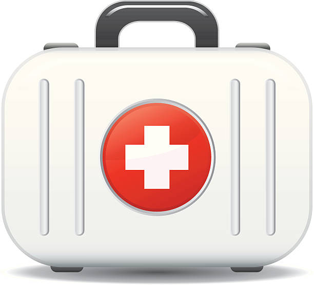 bildbanksillustrationer, clip art samt tecknat material och ikoner med vector illustration of first aid box on white background - rött kors