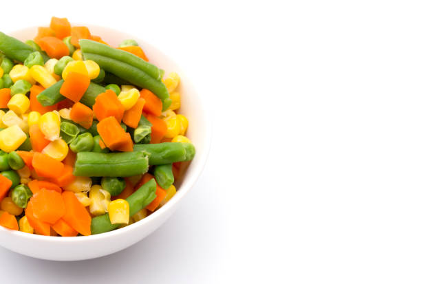 istock Steamed Mixed Vegetables Isolated on a White Background 927256402
