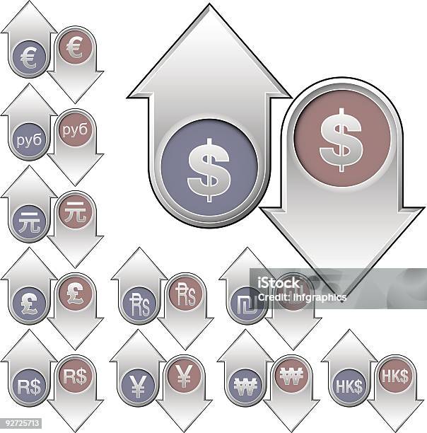 Devise Internationale Boutons Vecteurs libres de droits et plus d'images vectorielles de Affaires - Affaires, Billet de banque, Billet de livres sterlings britanniques