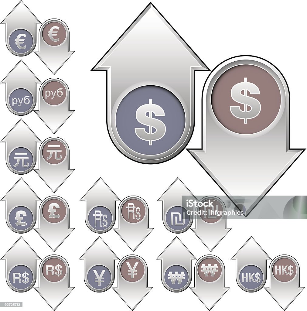 Valor da moeda internacional de botões - Vetor de Bolsa de valores e ações royalty-free