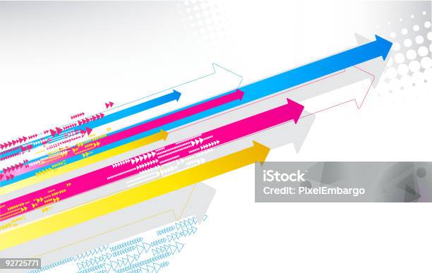 Fundo Colorido Abstrato Com Setas E Imprimir Pontos Padrão - Arte vetorial de stock e mais imagens de Representação gráfica