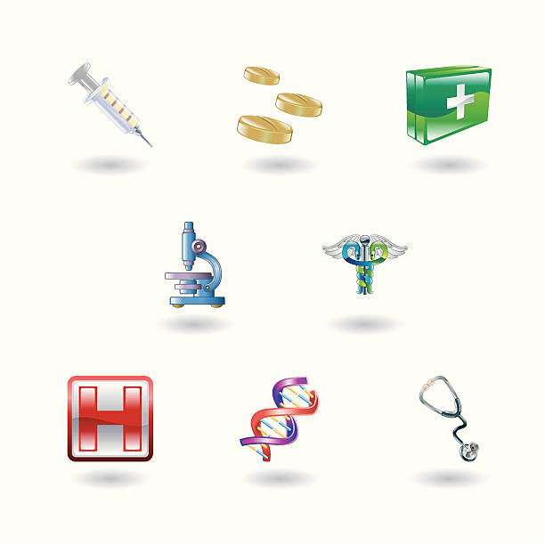 ilustrações de stock, clip art, desenhos animados e ícones de médicas ícones brilhantes - dna helix helix model symmetry