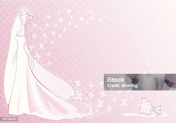 핑크 테크에서 결혼식에 대한 스톡 벡터 아트 및 기타 이미지 - 결혼식, 드레스, 면사포