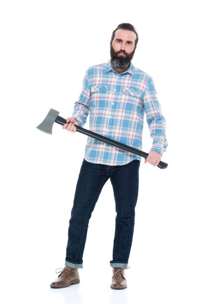istock Lumberjack with a blue shirt 927262768
