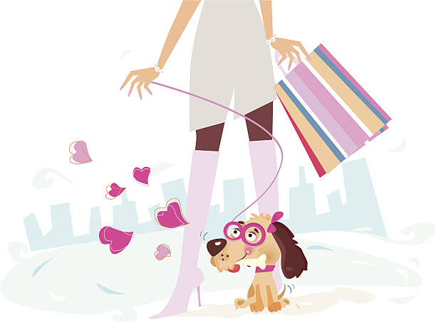 Ladies on shopping vector art illustration