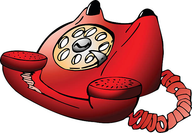 Old Red Telephone vector art illustration