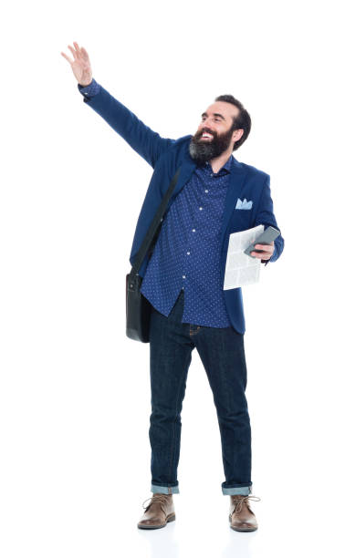 istock Man holding phone and document and waving 927268624