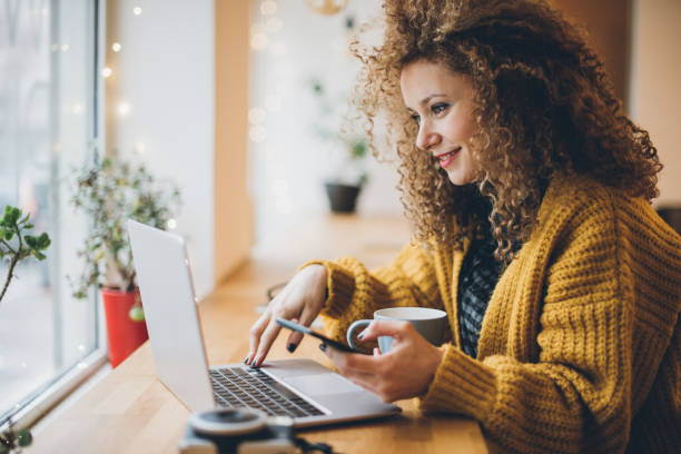 Young woman working on a laptop
