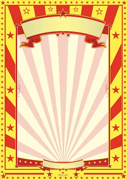 Vector illustration of yellow and red  circus poster