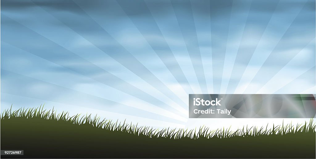 Grass panorama  Sunrise - Dawn stock vector