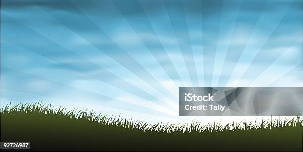 Grass Panorama Stock Illustration - Download Image Now - Sunrise - Dawn, Backgrounds, Illustration