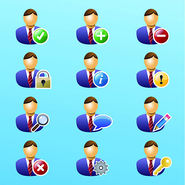ilustrações de stock, clip art, desenhos animados e ícones de acção do utilizador ícone conjunto 1 - people director editorial computer icon