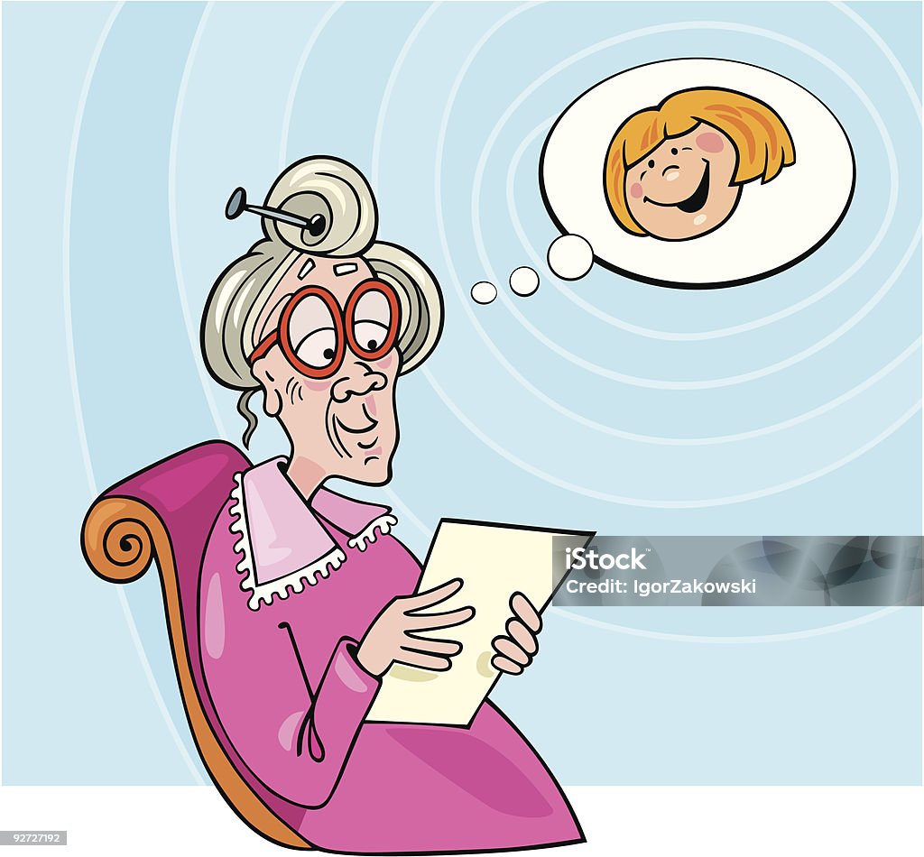 Souriant de Grand-mère en fauteuil - clipart vectoriel de Adolescent libre de droits