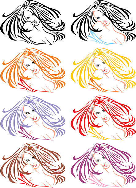 nice face of girl vector art illustration