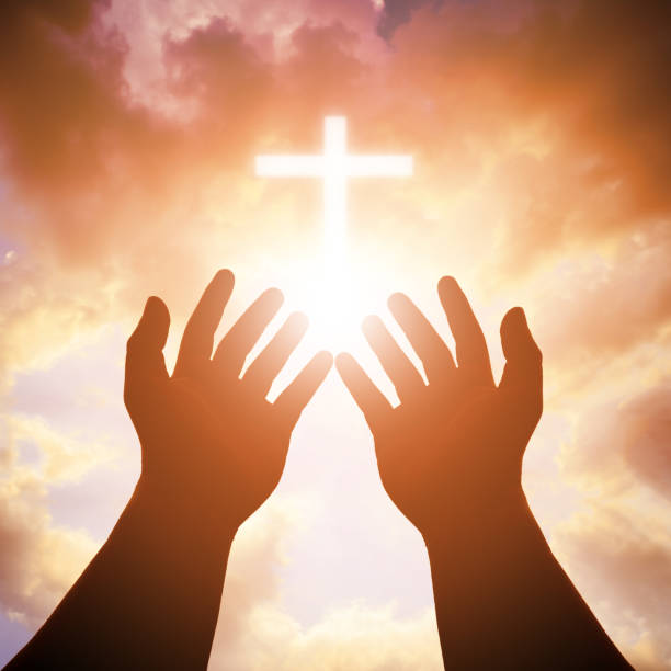 istock Christian man with open hands worship christian. Eucharist Therapy Bless God Helping Repent Catholic Easter Lent Mind Pray. Christian concept background. 927274540