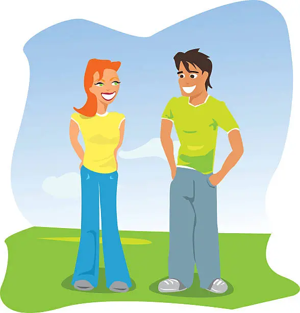 Vector illustration of Cute young couple