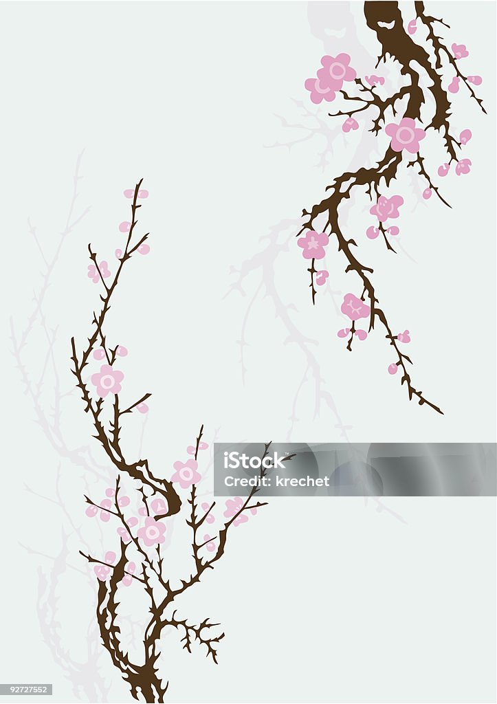 sakura rama con flores - arte vectorial de Arte libre de derechos