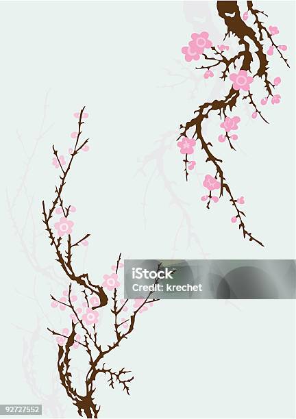 Ilustración de Sakura Rama Con Flores y más Vectores Libres de Derechos de Arte - Arte, Brote, Color - Tipo de imagen