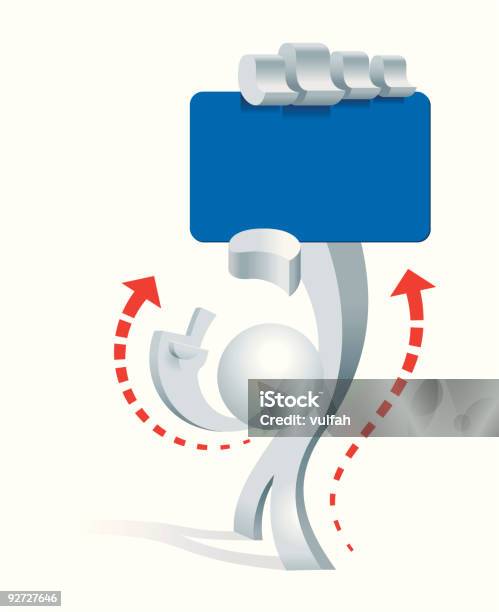 Simplified Man Pointing Blue Card Stock Illustration - Download Image Now - Accessibility, Adult, Arrow Symbol