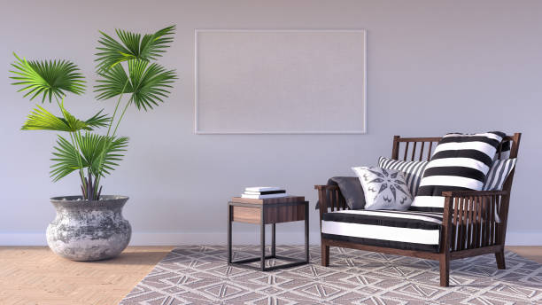 istock Mock up poster, hipster living room, 3d render 927277584